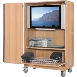 Zweitüriger TV-Wagen mit Halterung für Flachbildschirme, fahrbar
