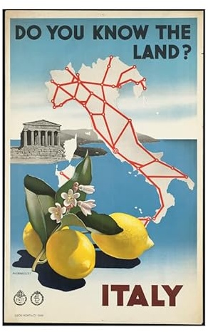 Spiffing Prints Reiseposter "Do You Know The Land Italy", klein, matt, ungerahmt, Reise-Poster