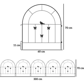 Outsunny Gartenzaun Zaun-Set 300 x 70 cm Schwarz/Stahl