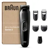 Braun Series 3 All-In-One Bartpflege Bodygroomer Set, Trimmer/Haarschneider Herren, Haarschneidemaschine, 6-in-1 Barttrimmer (versandfertige Kartonverpackung), 50 Min Laufzeit, MGK3420