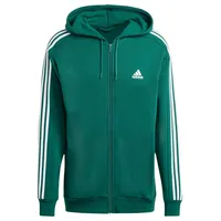 Adidas Herren Essentials Fleece 3-Stripes Full-Zip Hoodie, Collegiate Green/White, M