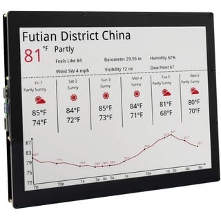 Waveshare 12.48inch E-Ink Display Module 1304×984 Resolution with Embedded Controller SPI Interface Red/Black/White Three-Color E-Paper Display Screen