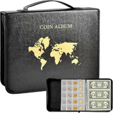Münzalbum für Sammler, 200 Taschen Münze 30 Hülsen Papiergeld Briefmarke