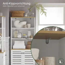 SoBuy Badezimmerschrank mit 3 Fächern und 2 Türen MDF Weiß,