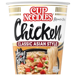 Nissin Cup Noodles – Chicken, Einzelpack, Soup Style Instant-Nudeln japanischer Art, mit Hühnerfleisch-Geschmack & Gemüse, schnell im Becher zubereitet, asiatisches Essen (1 x 63 g)