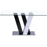 WINCH Esstisch - Für 6 Personen - MDF und gehärtetes Glas - Schwarz und weiß - Schwarz/Weiß