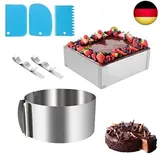 Wangdefu Tortenring Verstellbar,2 Stück Kuchenring Set Edelstahl,Backrahmen
