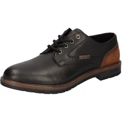 Schnürschuh LERROS, Herren, Gr. 45, schwarz (schwarz, cognac), Leder, klassisch, Schuhe, Business Schuh, Halbschuh, Schnürschuh mit Blockabsatz