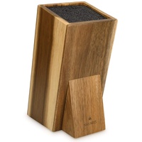 Navaris Messerblock aus Akazienholz mit Borsteneinsatz - Messer Block unbestückt aus Holz - universal für Küchenmesser Kochmesser Kochbesteck - braun