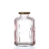 MARELIDA Mini Glas Vase mit Rillen Deko Glasflasche mit Goldrand H:10cm lila