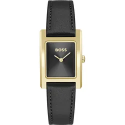 Quarzuhr BOSS "LUCY", schwarz, Armbanduhren, Damen, Damenuhr, Armbanduhr, analog, Lederarmband