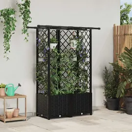 vidaXL Hochbeet mit Rankgitter und Dach 124,5 x 40 x 138 cm Schwarz
