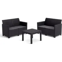 Gartenmöbel Set KETER MARIE, Modulares Design, Rattan Optik, 4 Personen, Schwarz, Inklusive Kissen