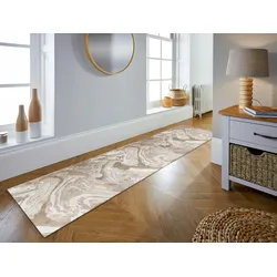 Kadima Design Luxuriöser Wohnzimmer Teppich `Ouse Joy`, Metallische Marmorierung - Farbe: Beige, 60x230 cm
