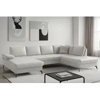 sit&more Wohnlandschaft SIT & MORE "Morris Jubi, Breite 300 cm", reinweiß, Sofas, B/H/T: 300cm x 83cm x 202cm, NaturLEDER, Ottomane rechts, Mit Armteilverstellung,Mit Bettfunktion, Wohnlandschaft, mit Armteilfunktion, optional mit Bettfunktion, B:300cm H:83cm