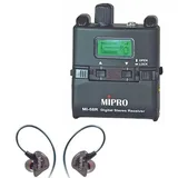 Mipro Audio Mipro MI-58R Digitaler Stereo Taschenempfänger (8 h, Kabellos), Kopfhörer, Schwarz