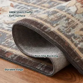 luxuskollektion Teppich Wohnzimmer Braun 200x290CM Waschbar Kurzflor