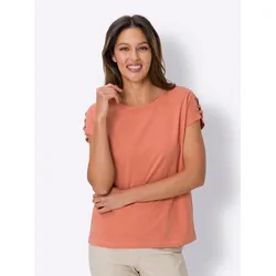 Rundhalsshirt CLASSIC BASICS "Rundhals-Shirt", Damen, Gr. 48, orange (papaya), 100% Baumwolle, unifarben, Rundhals, Kurzarm, Shirts