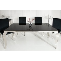 riess-ambiente Esstisch MODERN BAROCK 200cm schwarz / silber (1-St), Esszimmer · Opalglas · Edelstahl · eckig schwarz