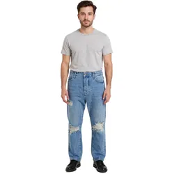 UNEFFECTED Loose Fit Jeans für Herren Denim-Hose im Destroyed-Look blau - 30