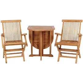 Mr. Deko Gartenmöbelset Teak Sessel Andover & Tisch Balcony
