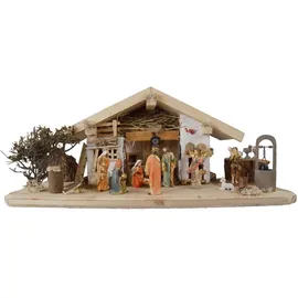 krippenursel Wundervolle Weihnachtskrippe Kainsbach inkl. 12-tlg. Krippenfiguren Set K 650-9, Maße: ca. 58 x 25 x 25 cm - Braun