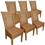 Amagohome Rattanstuhl Esszimmer Stühle Set 6 Stück Rattanstühle Esstisch Stühle Perth braun