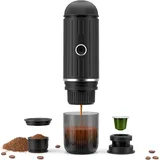 Tragbarer Espressokocher, Wiederaufladbar, Elektrisch, 12 V, Ein-klick-heizung, Automatische Kaffeemaschine, Kompatibel Mit Ns-kapseln Und Gemahlenem Kaffee, Für Camping, Reisen, Zuhause (schwarz)