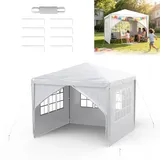 ACXIN Garten Pavillon 3x3 m mit 4 Seitenteilen, Wasserdichtes Partyzelt, Stabiler Stahlrahmen, Sonnenschutz & Wetterfest, Oxford-Gewebe, Gartenpavillon oder Grillpavillon fur Party und Camping, Weiß