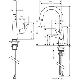 Hansgrohe Talis M51 220 1jet edelstahl finish 72814800