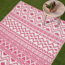 Homescapes Tia Outdoor-Teppich 150 x 240 cm Pink/Weiß