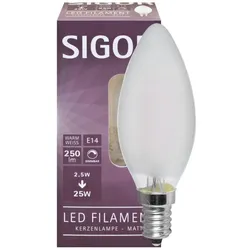 LED Filament Lampe Kerzen-Form 2,5W matt dimmbar 2700K warmweiß