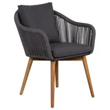Diningsessel Solana Rope dark grey inkl.Kissen uni grey