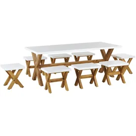 Beliani Gartenset 8-tlg. Weiß/Braun