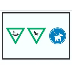 Brut- und Rastgebiet Hund anleinen Symbol Schild A2 (420x594mm)