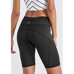 Radlerhose LASCANA ACTIVE "Basic Bottoms", Damen, Gr. 48/50, N-Gr, schwarz, Obermaterial: 85% Polyester, 15% Elasthan, unifarben, sportlich, figurbetont kniefrei, Hosen, mit kleiner Bundtasche hinten