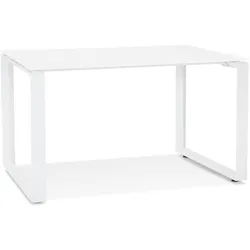 Kadima Design Schreibtisch Glas-Metall | 120x60 cm | Modern Ergonomisch Platzsparend | Weiß | Bürotisch