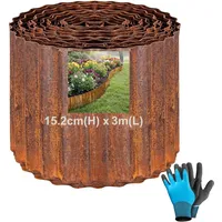 Rasenkante aus Cortenstahl 3.0m, Rasenkante Metall 15.2cm Hoch, Beeteinfassung aus Metall, Beetumrandung mit Rost, Einfache Montage - Beetumrandung mit Rost fur Blumenbeeten, Gartenwegen