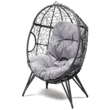 Concept-usine - Sessel Ei Auf Ständer Aus Grauem Rattan-effekt-harz Jane