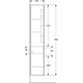 Geberit Renova Plan Hochschrank 39 x 180 x 36 cm Nussbaum hickory Holz