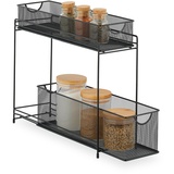 Relaxdays Küchenschrank Organizer, ausziehbares Unterschrank Regal, 2 Schubladen, Metall, HBT: 40 x 15 x 46 cm,