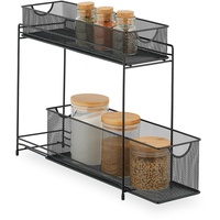 Relaxdays Küchenschrank Organizer, ausziehbares Unterschrank Regal, 2 Schubladen, Metall, HBT: 40 x 15 x 46 cm,