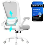 Songmics Bürostuhl ergonomisch, mit Mesh, und 53 cm großer Sitzfläche, hellgrau
