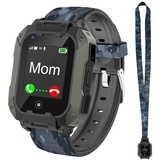 Mingfuxin 4G Smartwatch Telefon für Kinder, Wasserdicht Kinder Smart Watch WiFi LBS GPS Tracker mit Voice Chat Video Calls SOS Armbanduhr für 3-16 Jahre alt Jungen Mädchen Geburtstags Geschenke