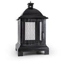 Blumfeldt Loreo - Gartenkamin , Feuerschale , Terrassenofen , Feuerstelle , Brünierter Stahl , Funkenschutz , Laternen-design , Gitternetzflächen , Befeuerungstür , Stabil , Gusseisen , Schwarz