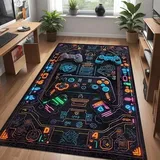 bamyum Gameking Gamer-Teppich, Bedruckter Teppich Chenille-Druck Maschinell Hergestellt für Spielzimmer, Gamer-Teppiche für Schlafzimmer, Videospiel-Teppich, Waschbarer Teppich Gaming-Teppich 80x150