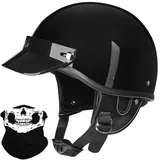 Vintage Motorrad Halbhelme Retro JetHelm Halbschalenhelm mit ECE Deutsche Motorradhelm Scooter-Helm mit Abnehmbarer Krempe und Herausnehmbares Innenfutter für Moped Cruiser Chopper