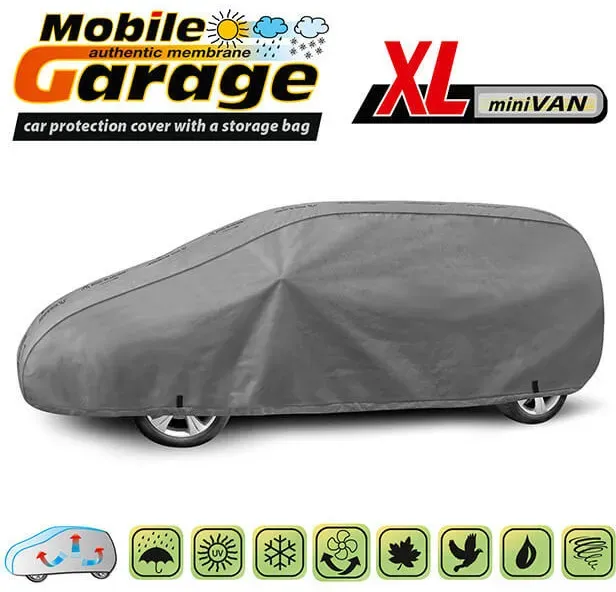 Hochwertige Kegel-Abdeckung für Minivan (Mini Van) Serie „Mobile Garage“ Größe XL 450–485 cm x 146–156 cm