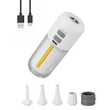 Elektrische Luftpumpe Akku, 4000 Pa Mini Luftpumpe 430 L/min, Tragbare Air Pump mit 5 Düsen & LED-Licht, 2-in-1 Aufblasen & Entleeren, für Camping, Luftmatratze, Schwimmring, Vakuumbeutel(Weiß)