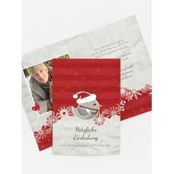 Foto Weihnachtseinladung selbst gestalten mit Spruch und Fotos im Onlinedesigner bei Meine-Kartenmanufaktur.de